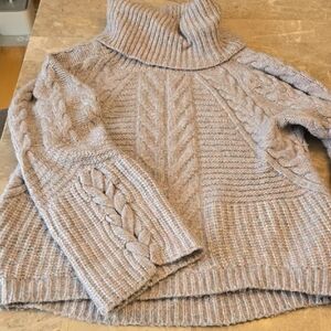 Express Cable Knit Turtleneck Sweater - Cream